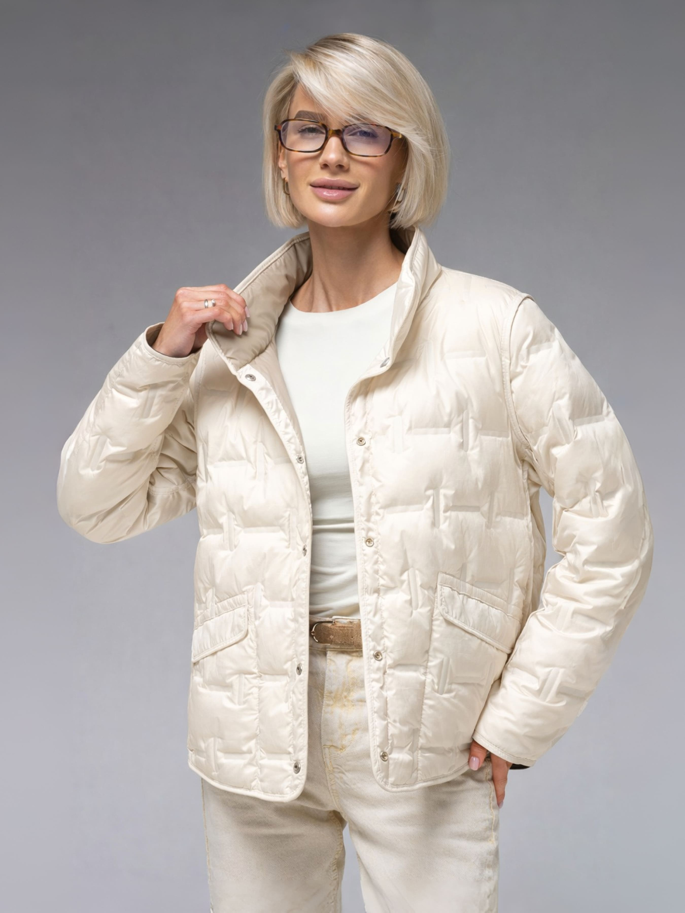 Женская демисезонная куртка ультралегкая весна-осень Viva Wear модель 88102 модель 88102-beige-milk Фото