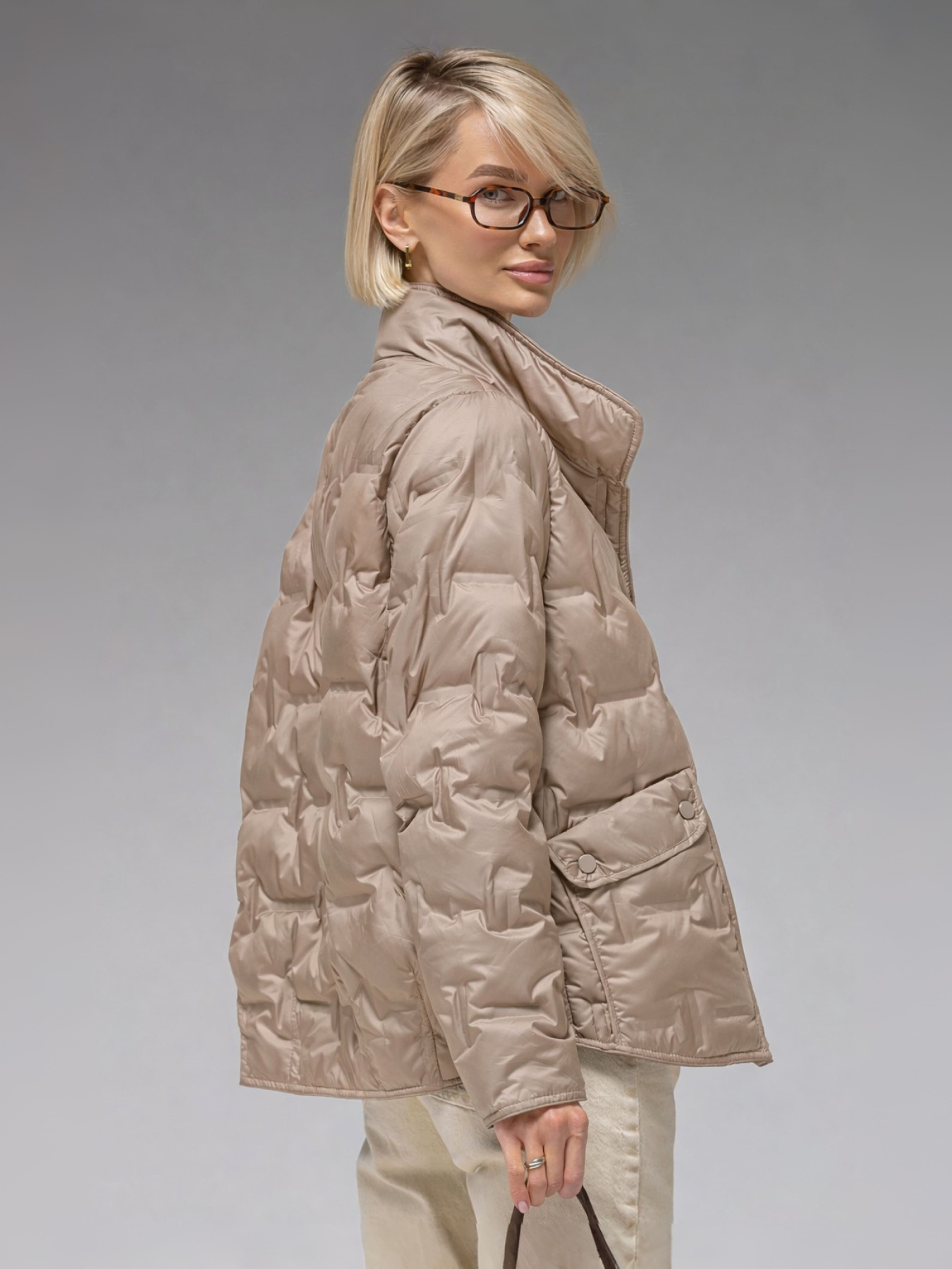 Женская демисезонная куртка ультралегкая весна-осень Viva Wear модель 88102 модель 88102-beige-milk Фото