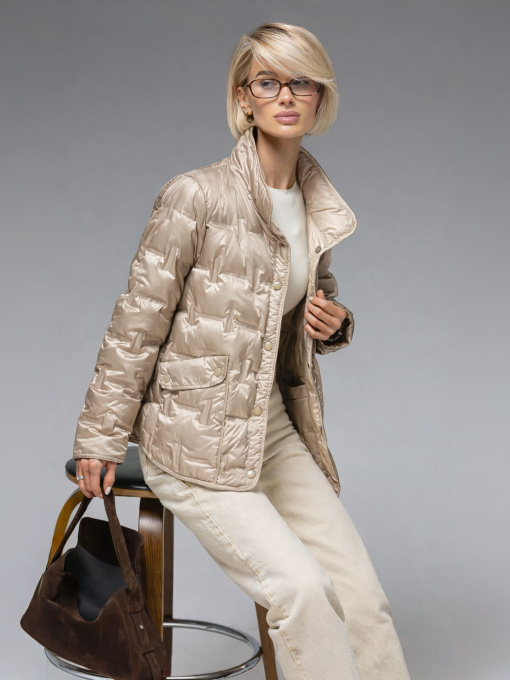 Женская демисезонная куртка ультралегкая весна-осень Viva Wear модель 88102 модель 88102-beige-milk Фото