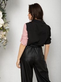 Рубашка ISSA Plus модель SA-195_черный_розовый Фото