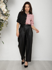 Рубашка ISSA Plus модель SA-195_черный_розовый Фото