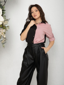 Рубашка повседневная ISSA Plus модель SA-195_черный_розовый Фото