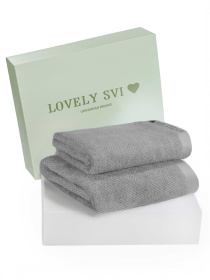 Набір 2 жакардові рушники в коробці  Бежево - сірий Lovely Svi  модель 160226 Фото