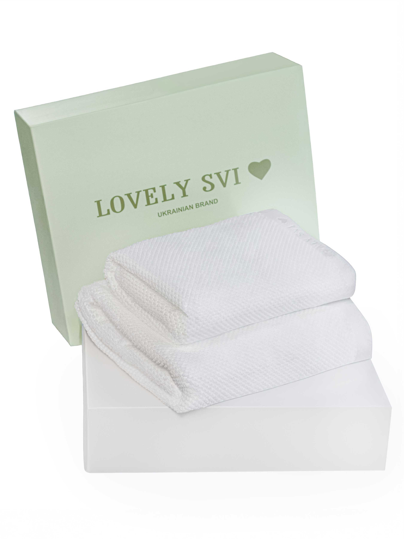 Набір 2 жакардові рушники в коробці  Білий Lovely Svi  модель 150226 Фото