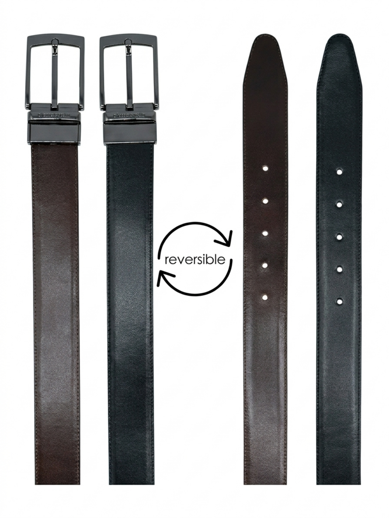 Мужской двухсторонний кожаный ремень модель PC.-1070447 .08 Фото