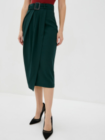 Спідниця міді ISSA Plus модель 12089_green Спідниця міді ISSA Plus модель 12089_green Фото