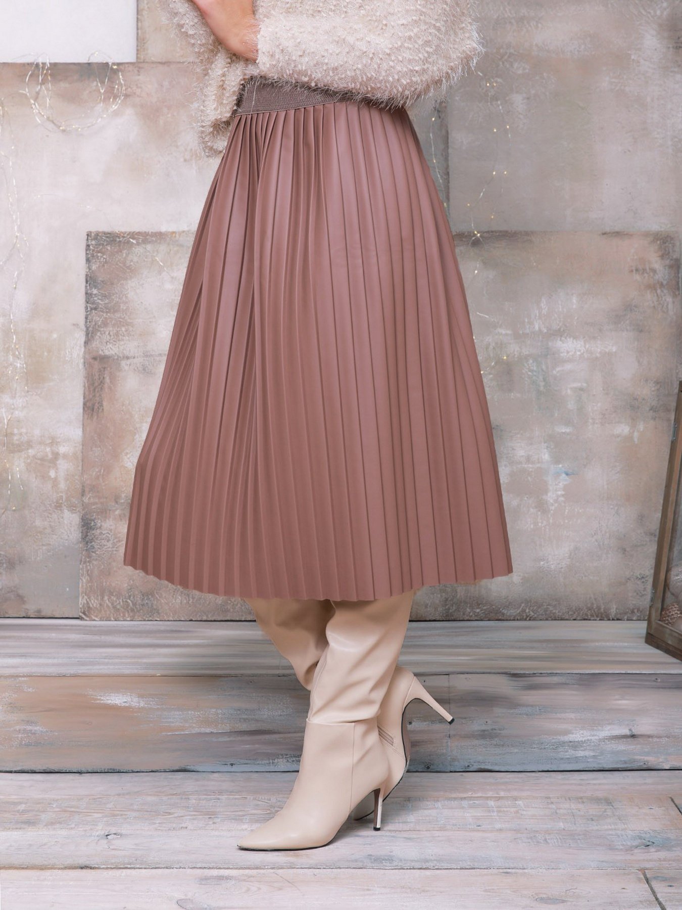 Спідниця міді ISSA Plus модель 11451_beige Фото