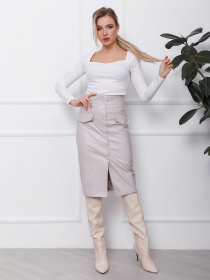 Юбка миди ISSA Plus модель SA-106_grey Юбка миди ISSA Plus модель SA-106_grey Фото