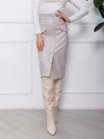 Юбка миди ISSA Plus модель SA-106_grey Юбка миди ISSA Plus модель SA-106_grey Фото