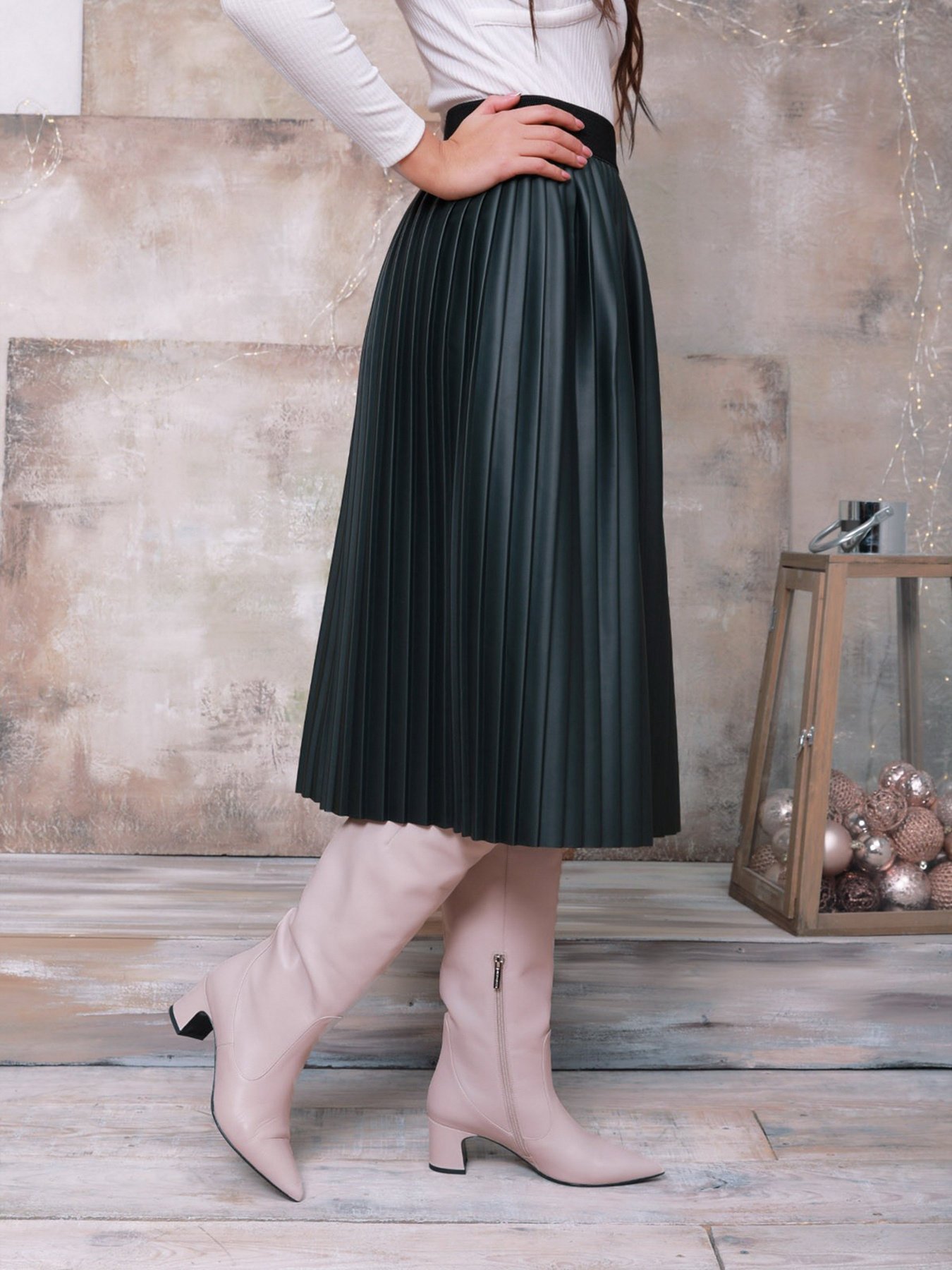 Юбка миди ISSA Plus модель 11451_green Юбка миди ISSA Plus модель 11451_green Фото