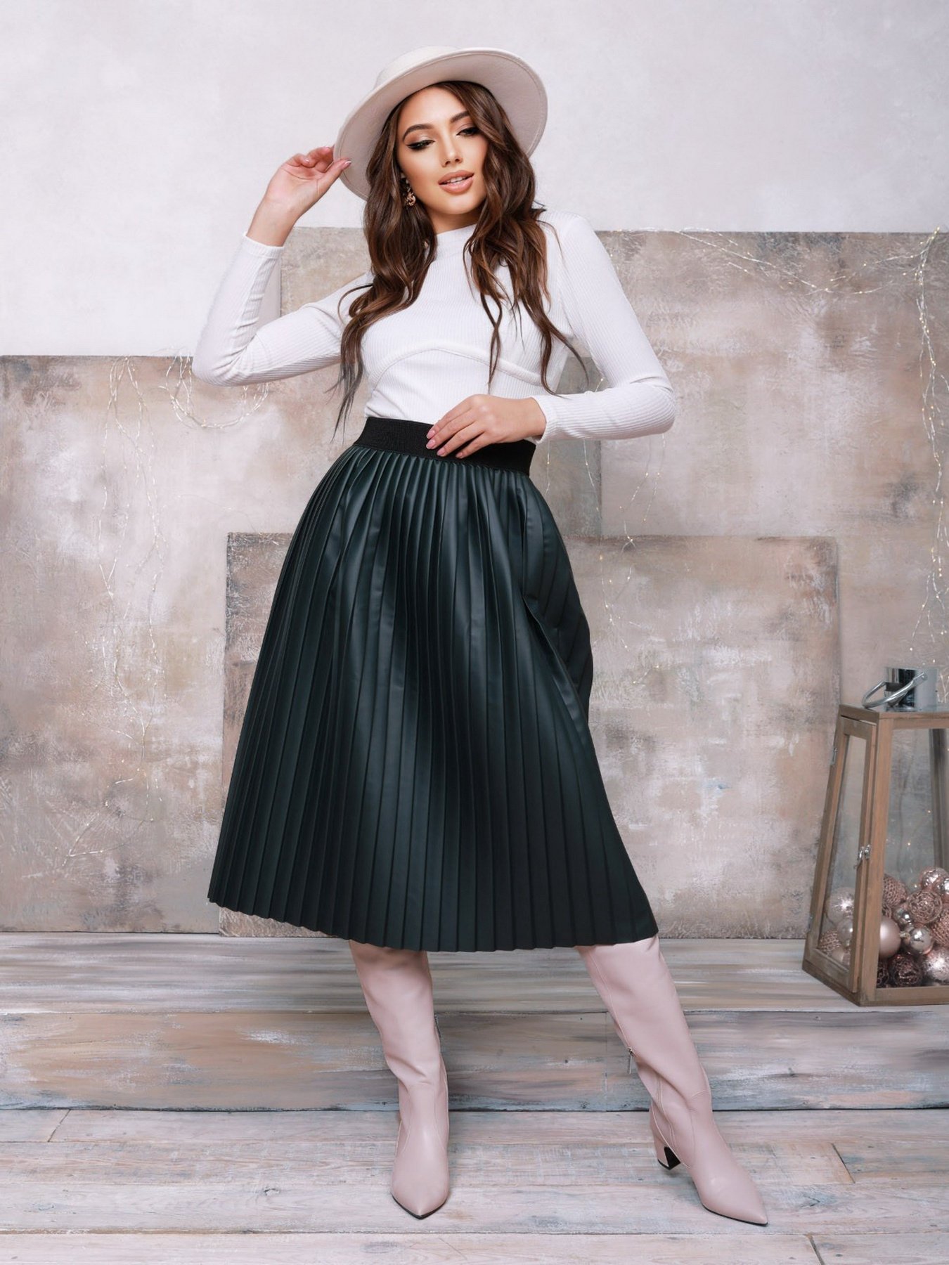 Юбка миди ISSA Plus модель 11451_green Юбка миди ISSA Plus модель 11451_green Фото