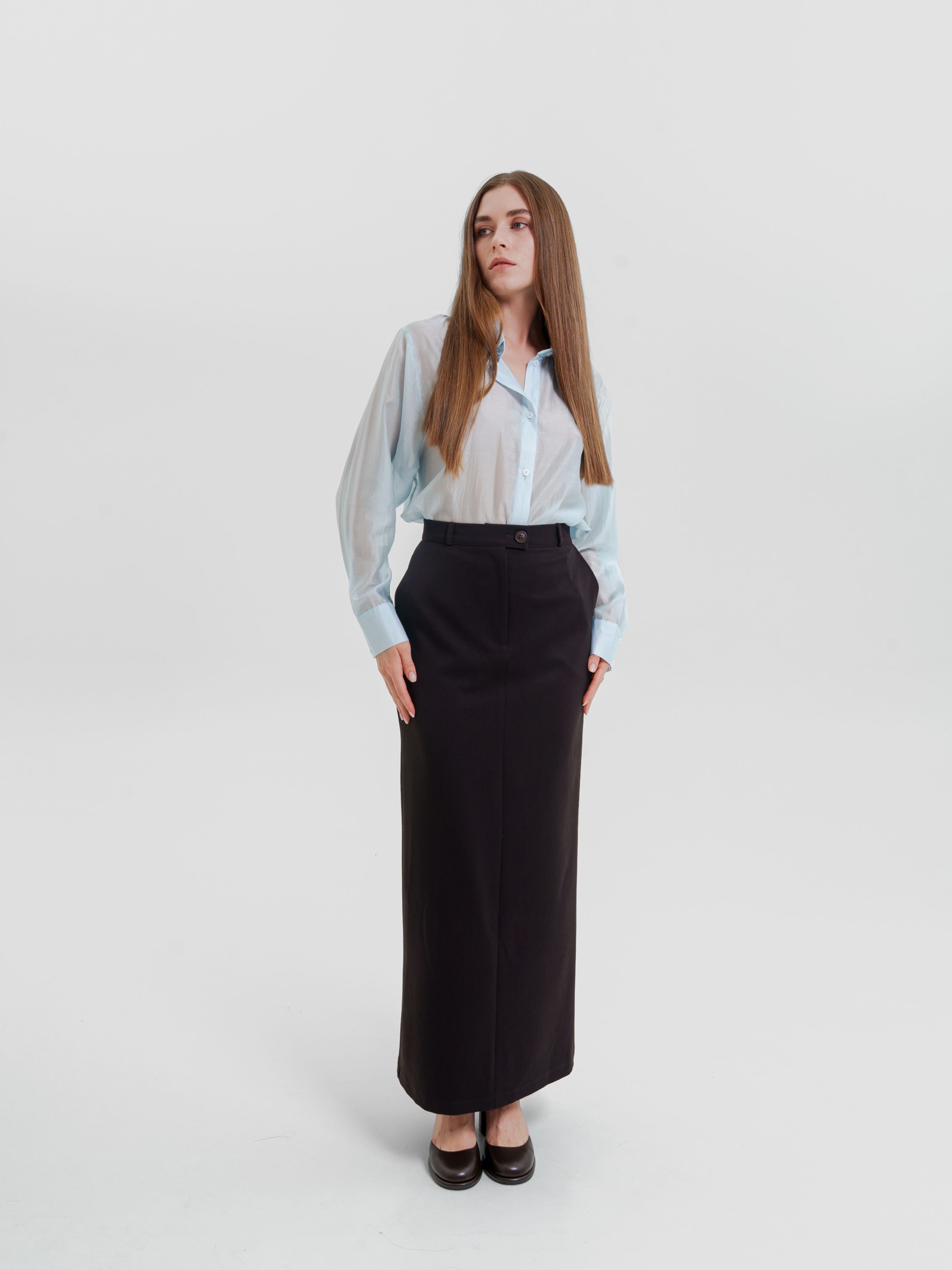 Жіноча Спідниця максі Emmelie Delage DOUBLE MAXI (o_YBDOUBL-max-30) колір темно-коричневий, матеріал віскоза Emmelie Delage - купити в Україні
