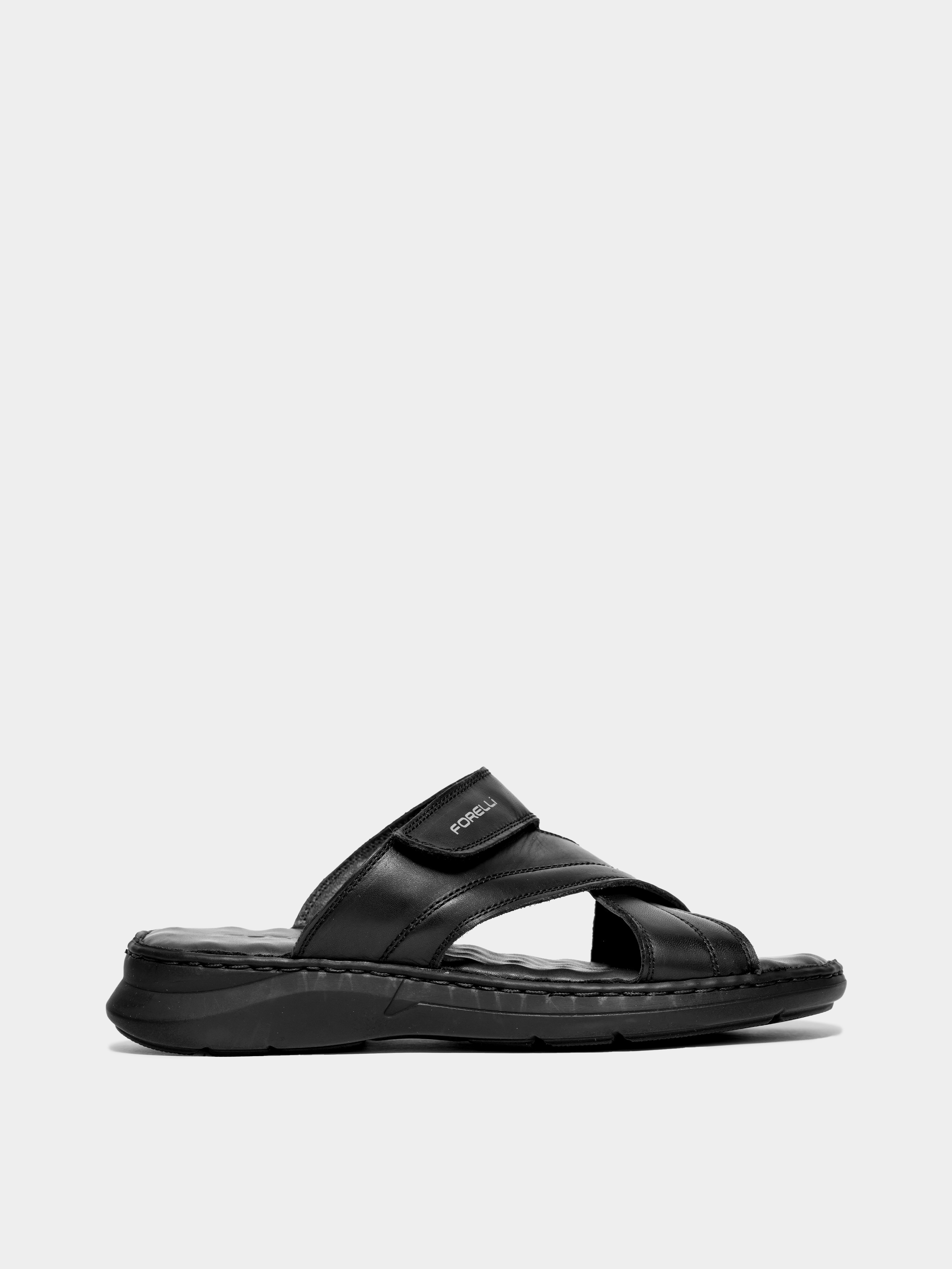 Шкіряні Чоловічі Шльопанці Forelli  (49108-Black) колір чорний Forelli - купити в Україні