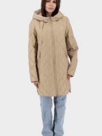 Жіноча стьобана куртка з біопухом, однотонна, на блискавці Snow Owl, 117018 модель 117018 Фото