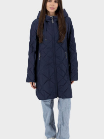 Жіноча стьобана куртка з біопухом, однотонна, на блискавці Snow Owl, 117020 модель 117020 Фото