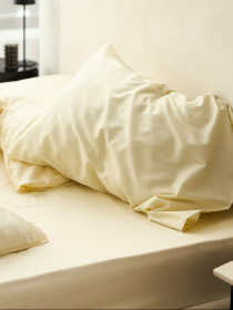 Простынь на резинке "Сицилийское утро" из вареного сатина ванильная MBM HOME модель BL-FS-46/47/48 VANILLA Фото