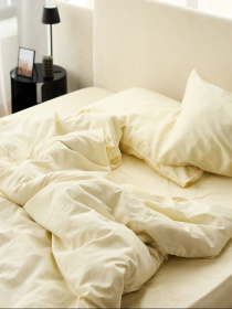 Простынь на резинке "Сицилийское утро" из вареного сатина ванильная MBM HOME модель BL-FS-46/47/48 VANILLA Фото