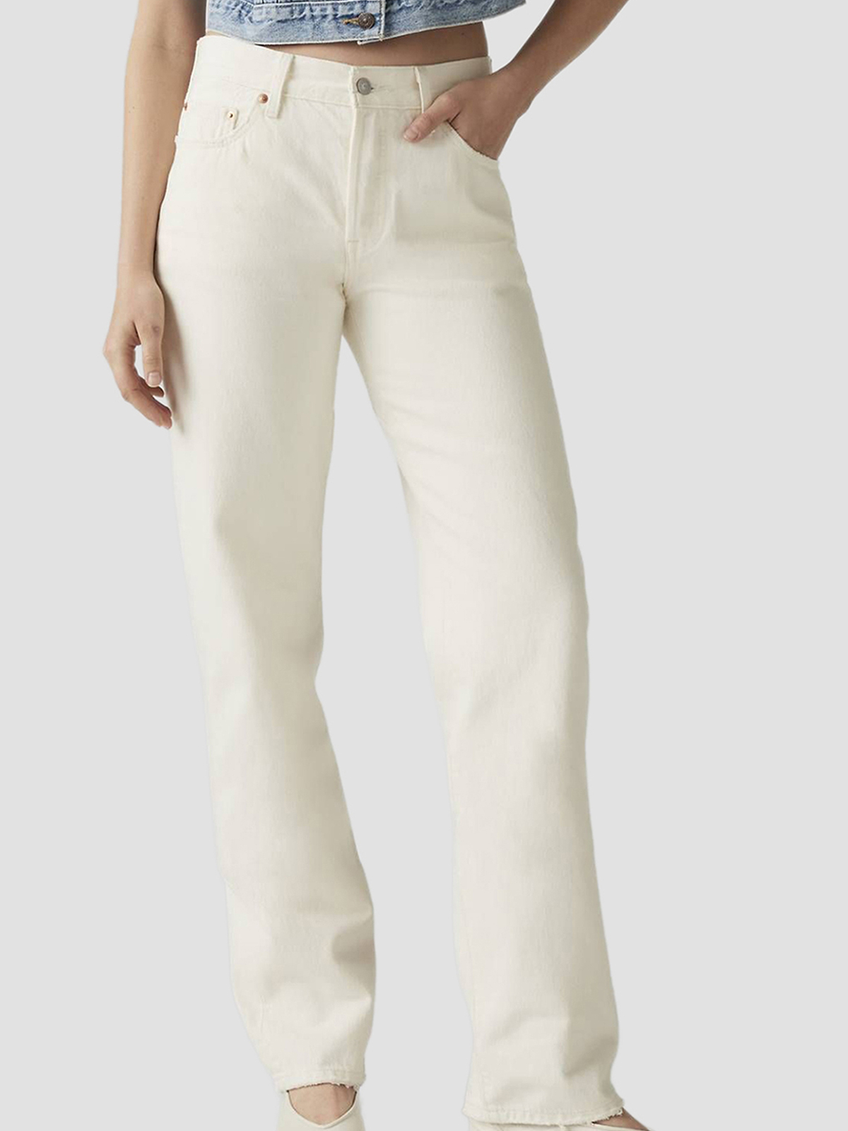 Бавовняні Жіночі Прямі джинси Levi's  (A1959-0032) колір білий