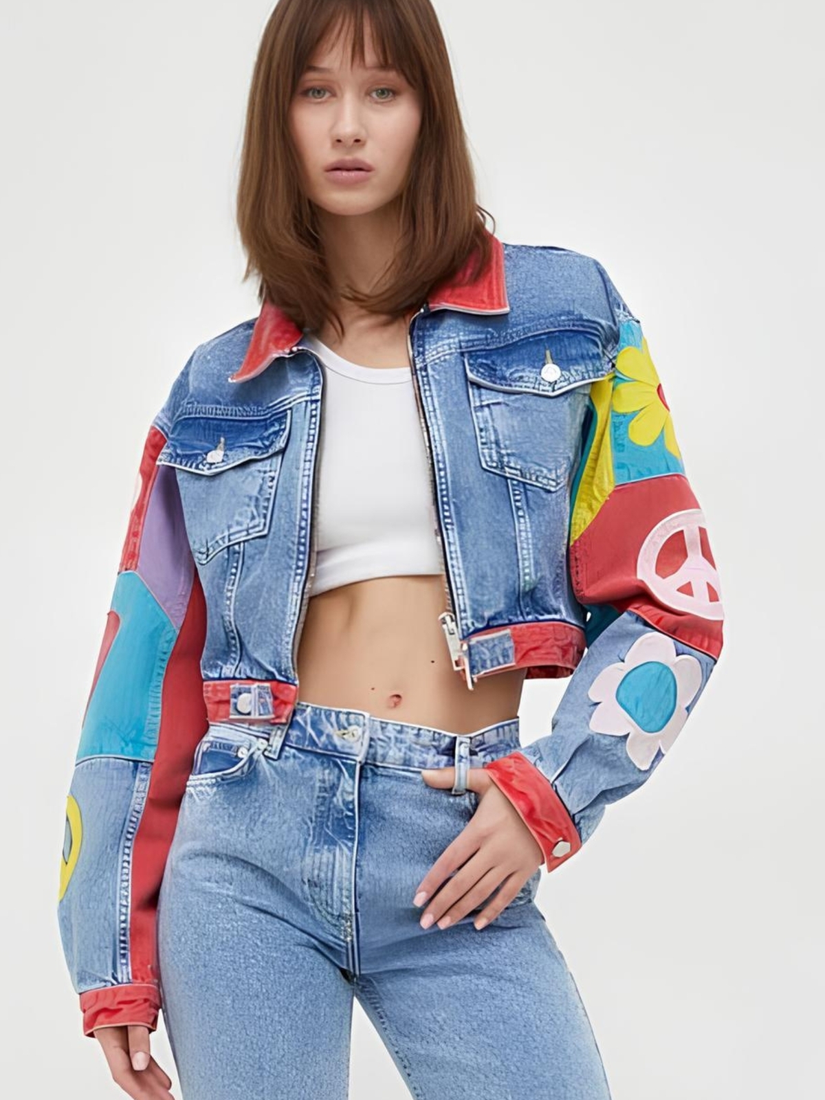 Бавовняна Жіноча Джинсова куртка Moschino  (A0503.3236-1295) колір мультиколор Moschino - купити в Україні