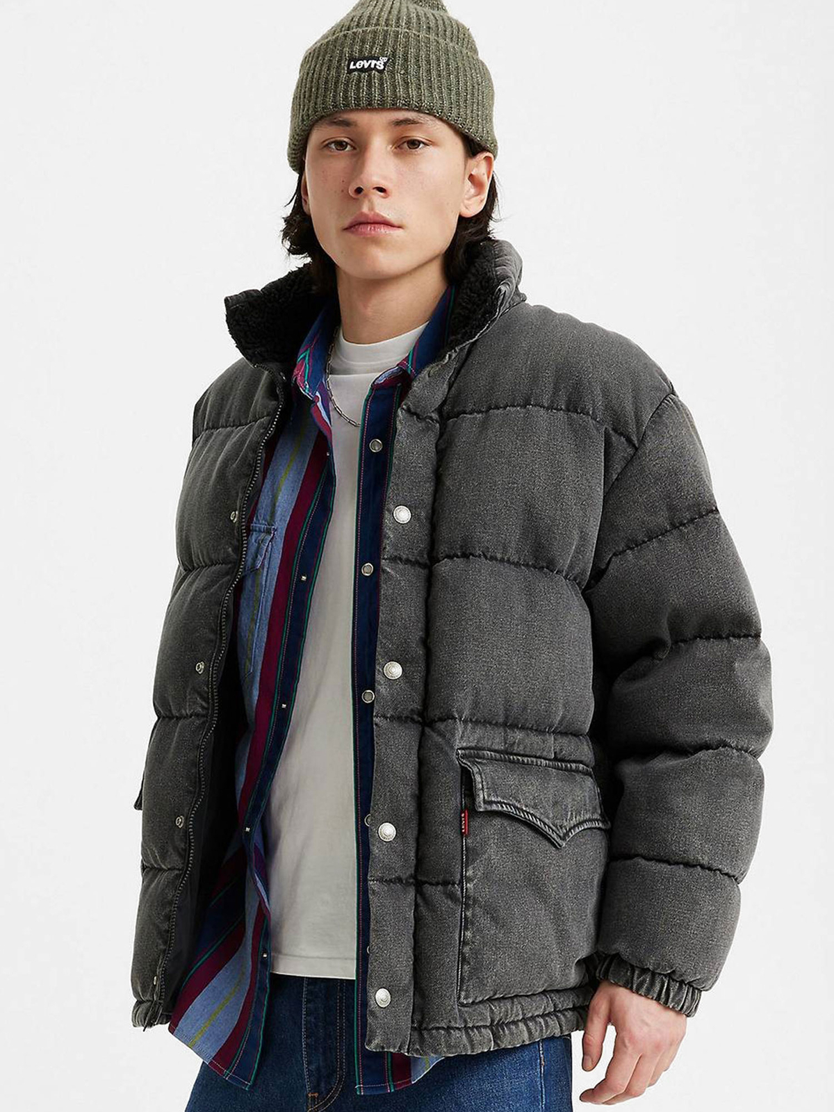 Бавовняна Чоловіча Зимова куртка Levi's  (A5803-0001) колір темно-сірий Levi's - купити в Україні