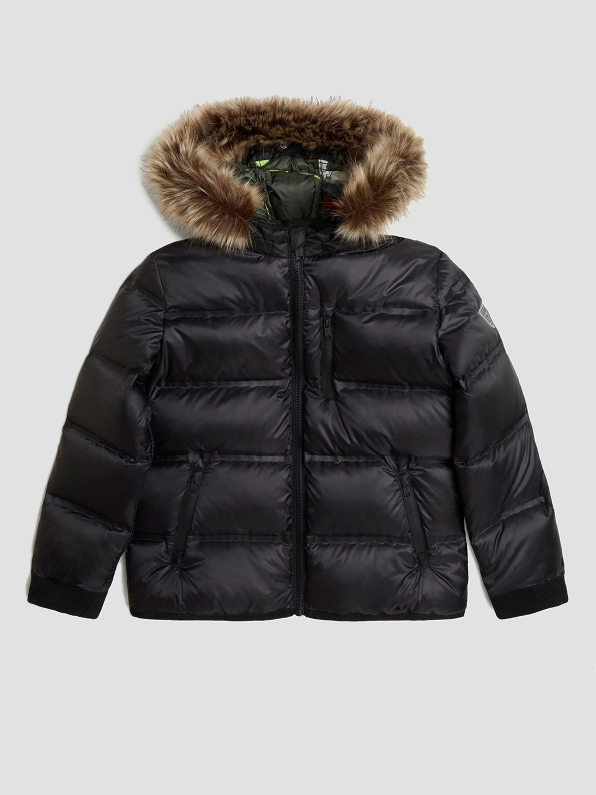 Дитячий Пуховик GUESS Kids  (L2BL03.WEGY0-JBLK) колір чорний, матеріал поліестер GUESS Kids - купити в Україні