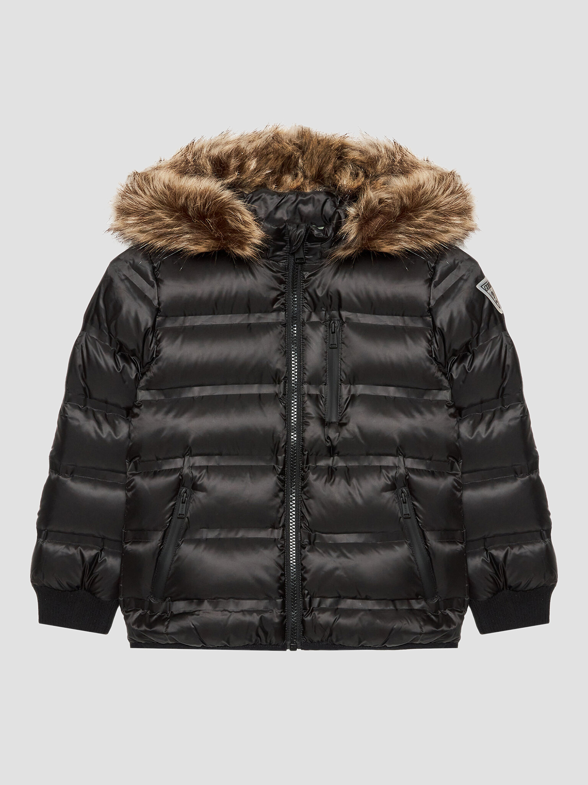 Дитячий Пуховик GUESS Kids  (N2BL01.WEGY0-JBLK) колір чорний, матеріал поліестер GUESS Kids - купити в Україні