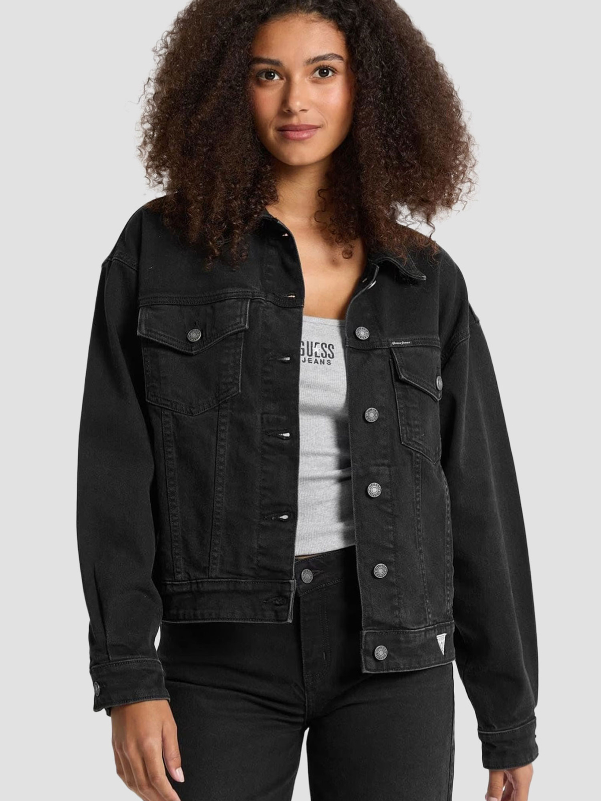 Бавовняна Жіноча Джинсова куртка Guess Jeans  (W4BN56.D5E83-GJUV) колір чорний