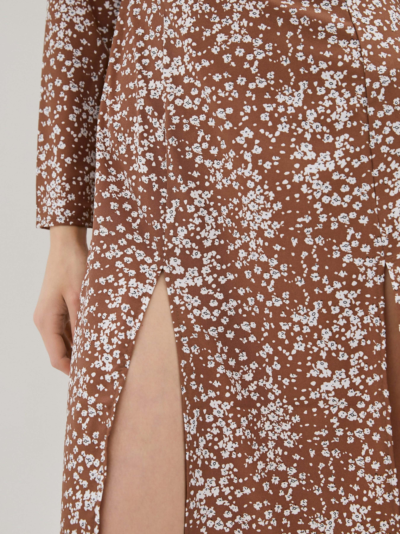 Платье миди ISSA Plus модель SA-376_brown Платье миди ISSA Plus модель SA-376_brown Фото