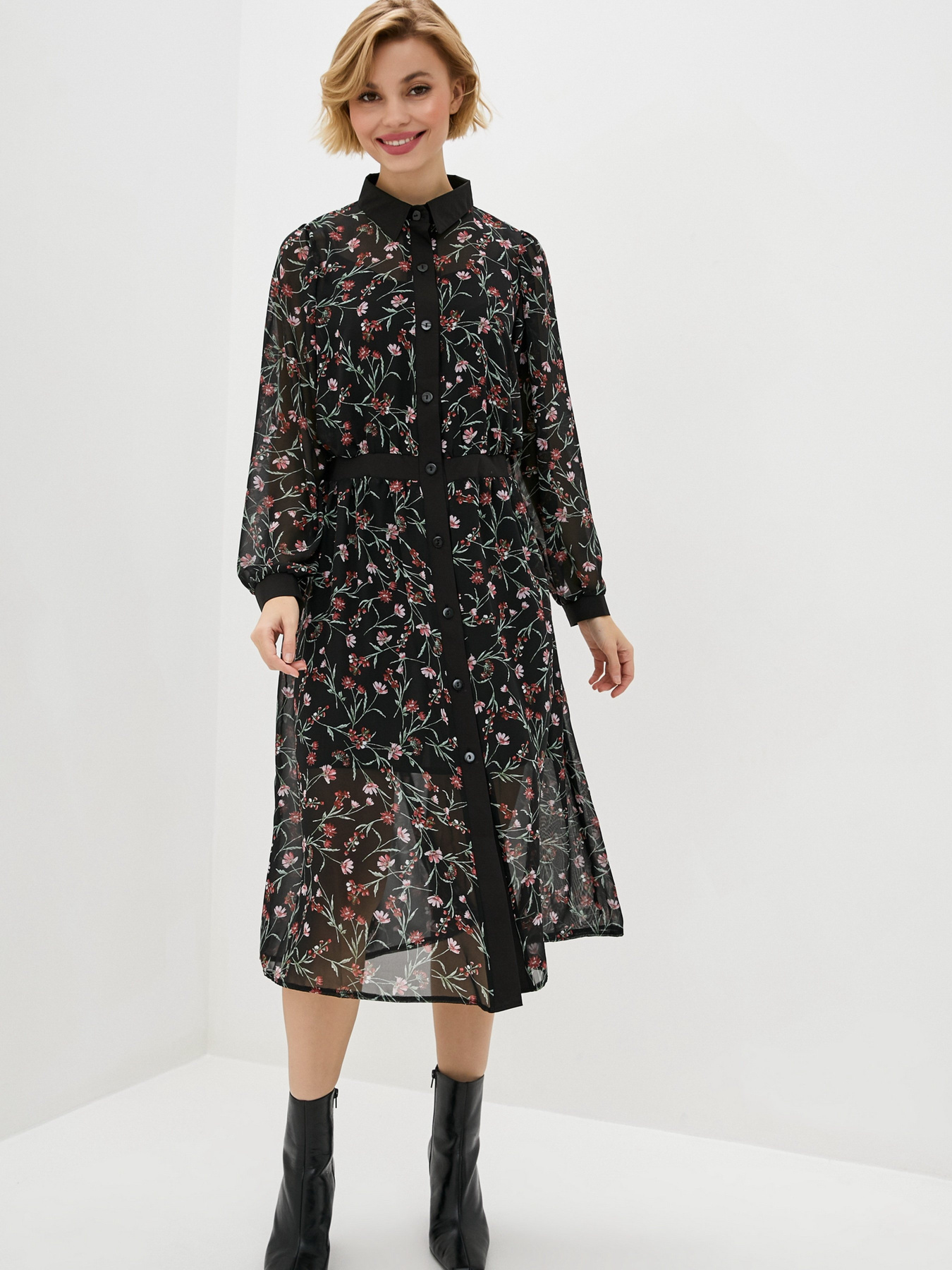 Платье миди ISSA Plus модель SA-367_black Фото