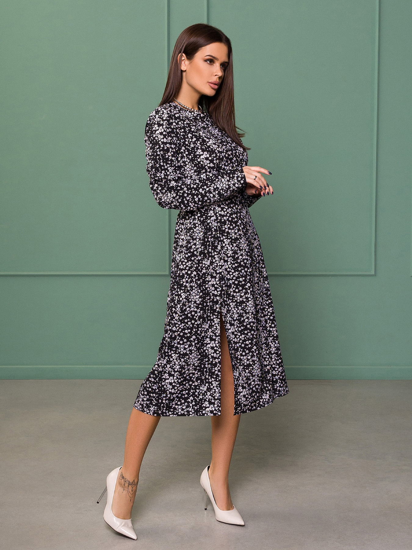 Сукня міді ISSA Plus модель SA-376_черный Сукня міді ISSA Plus модель SA-376_черный Фото