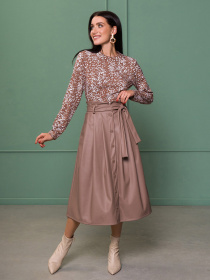 Спідниця міді ISSA Plus модель 13140_бежевый Фото