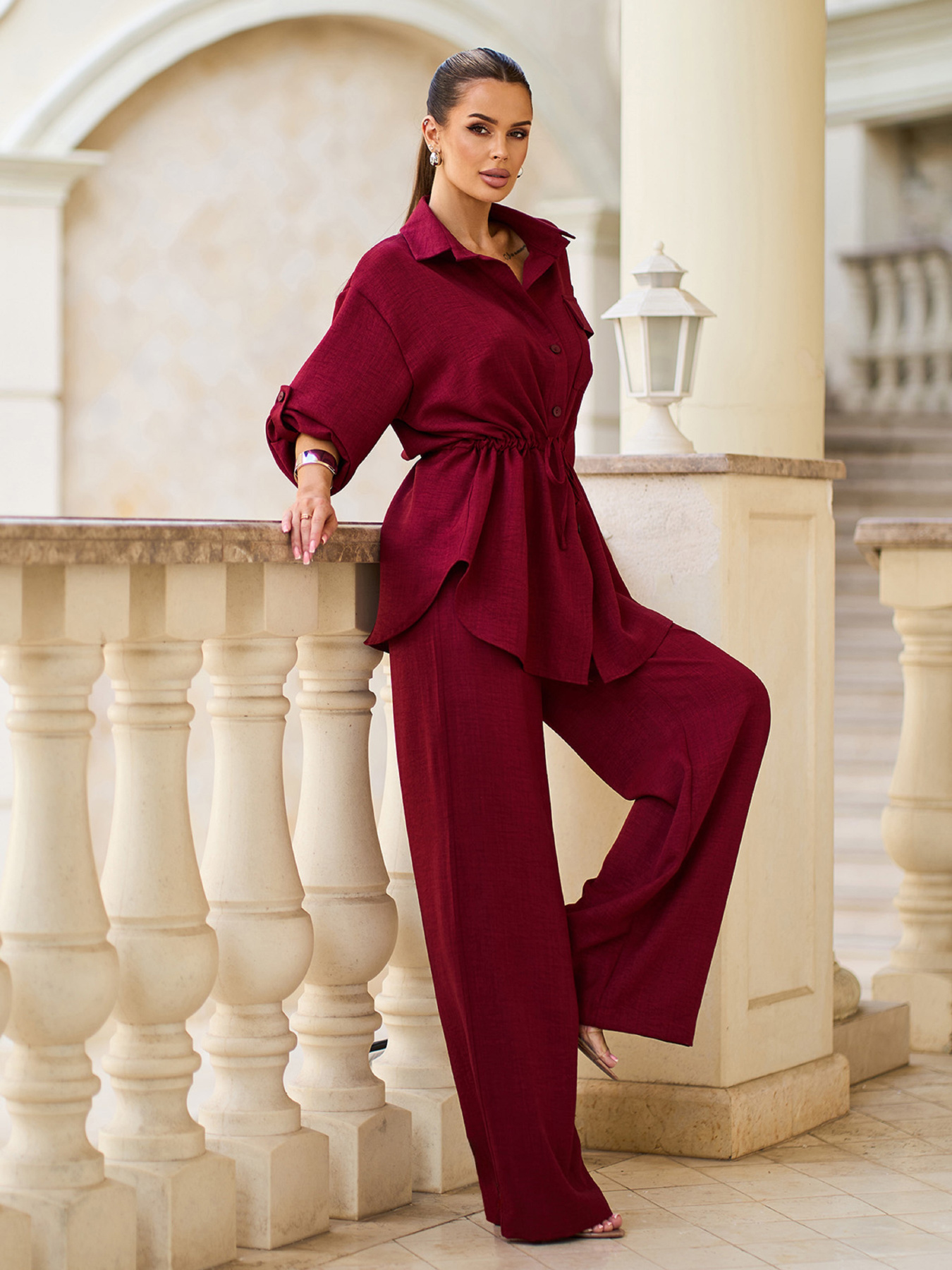 Костюмы ISSA Plus модель 15716_бордовый Фото