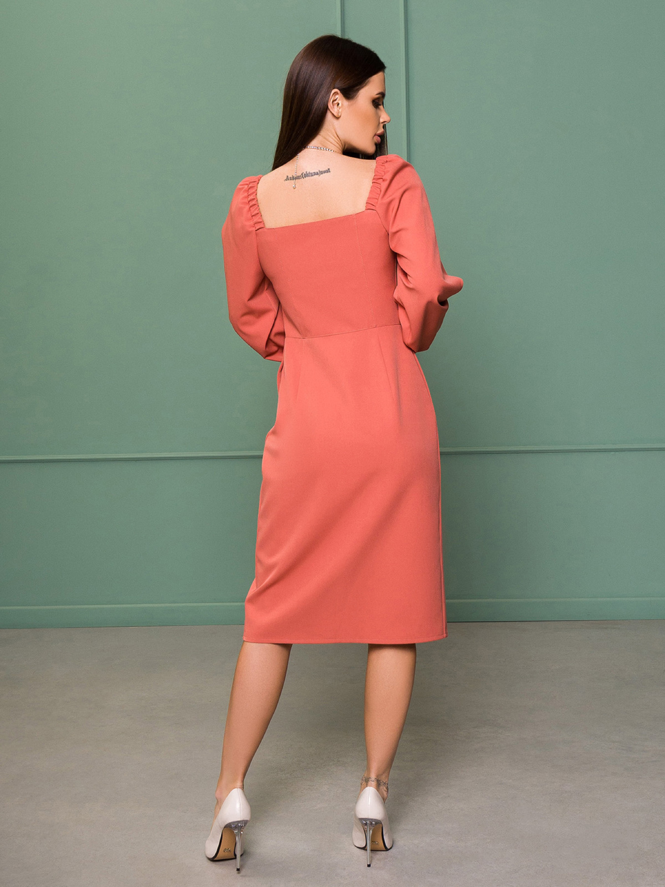 Платье миди ISSA Plus модель SA-377_terracotta Фото