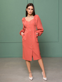 Платье миди ISSA Plus модель SA-377_terracotta Фото