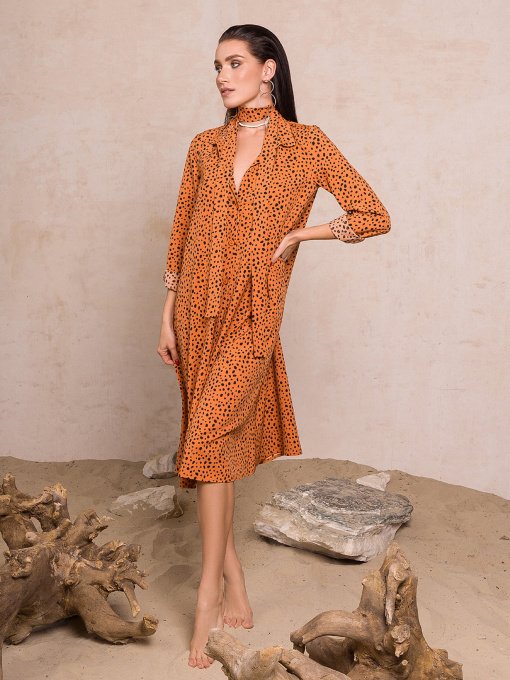 Платье миди ISSA Plus модель 13131_горчичный Фото