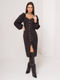 Платье миди ISSA Plus модель SA-377_черный Платье миди ISSA Plus модель SA-377_черный Фото