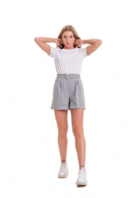 Шорты Шорты женские серые в клетку модель Sh10013 Фото