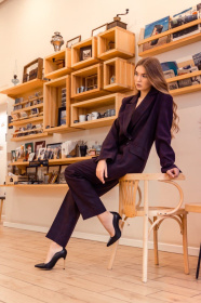 Костюмы Костюм женский классический сливовый в клетку модель Su20041 Фото