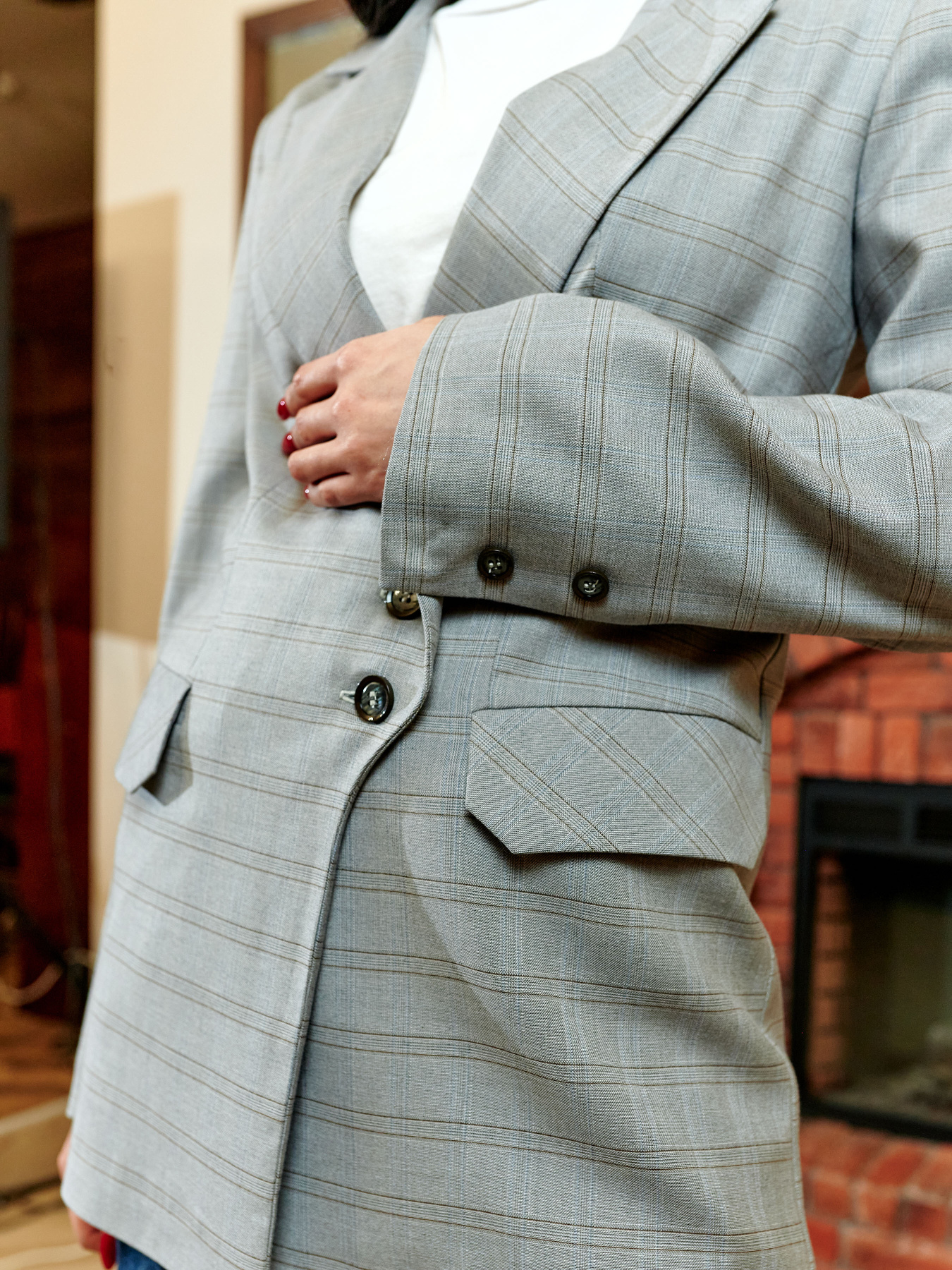 Жакет Жакет женский классический в серую клетку модель Ja10011 Фото