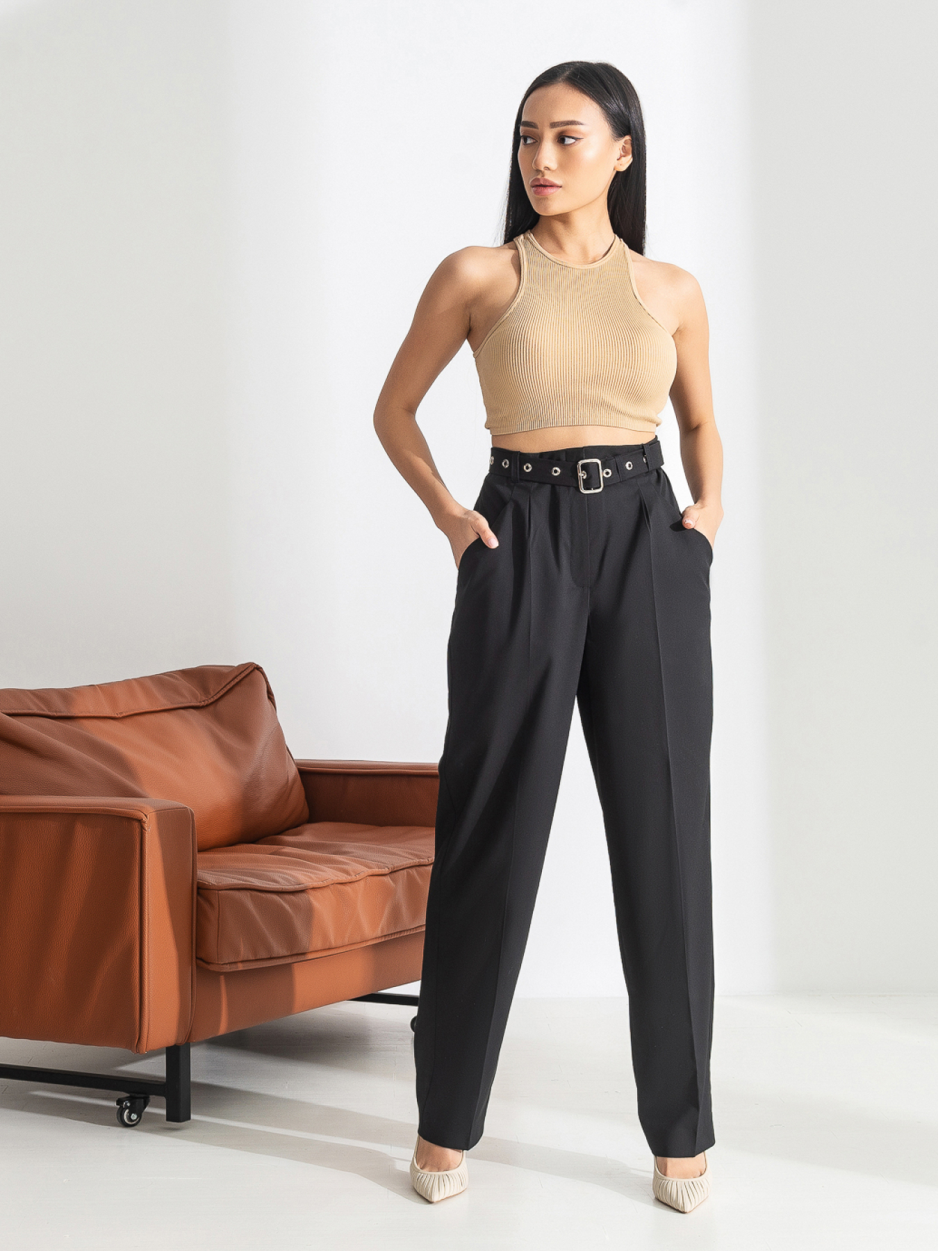 Брюки повседневные Брюки женские классические с высокой талией модель P10002 Фото