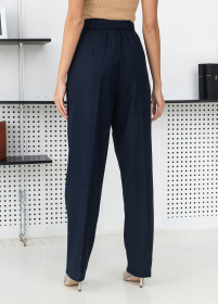 Брюки повседневные Брюки женские классические в клетку с поясом и высокой талией модель P2006 Фото