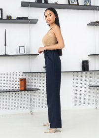 Повседневные штаны Брюки женские классические в клетку с поясом и высокой талией модель P2006 Фото