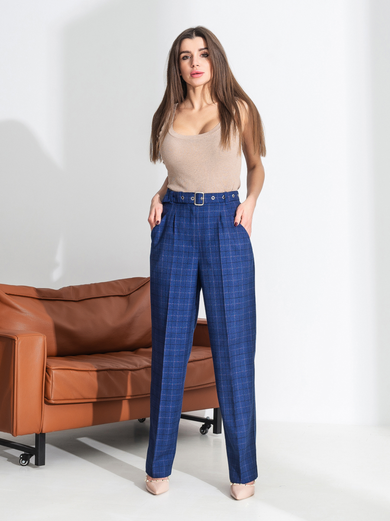 Костюмы Костюм женский классический в клетку на пуговицах. модель Su2007 Фото