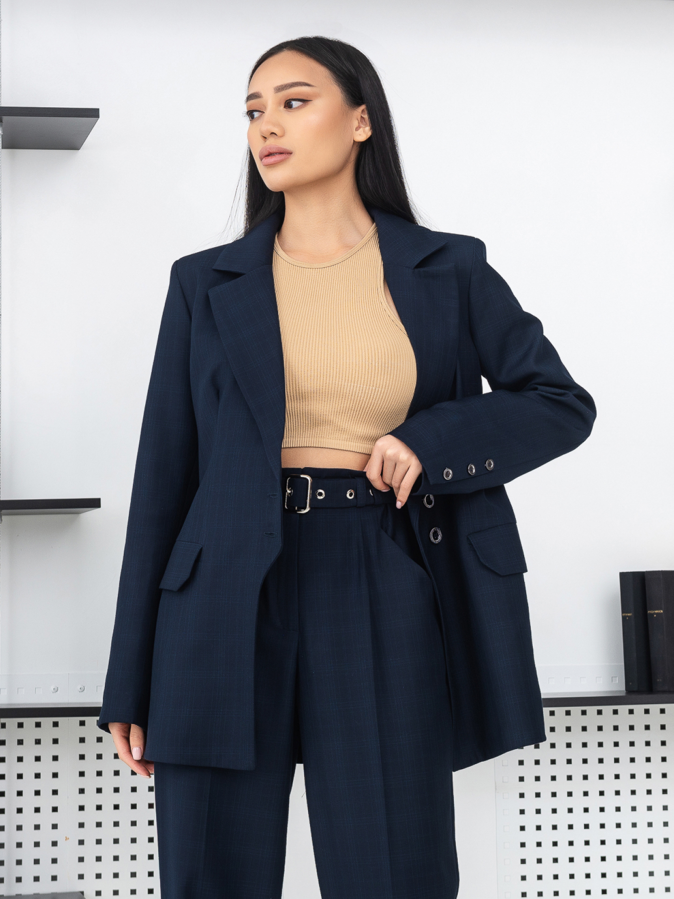 Жакет Жакет женский классический в клетку на пуговицах. модель G2oo5 Фото