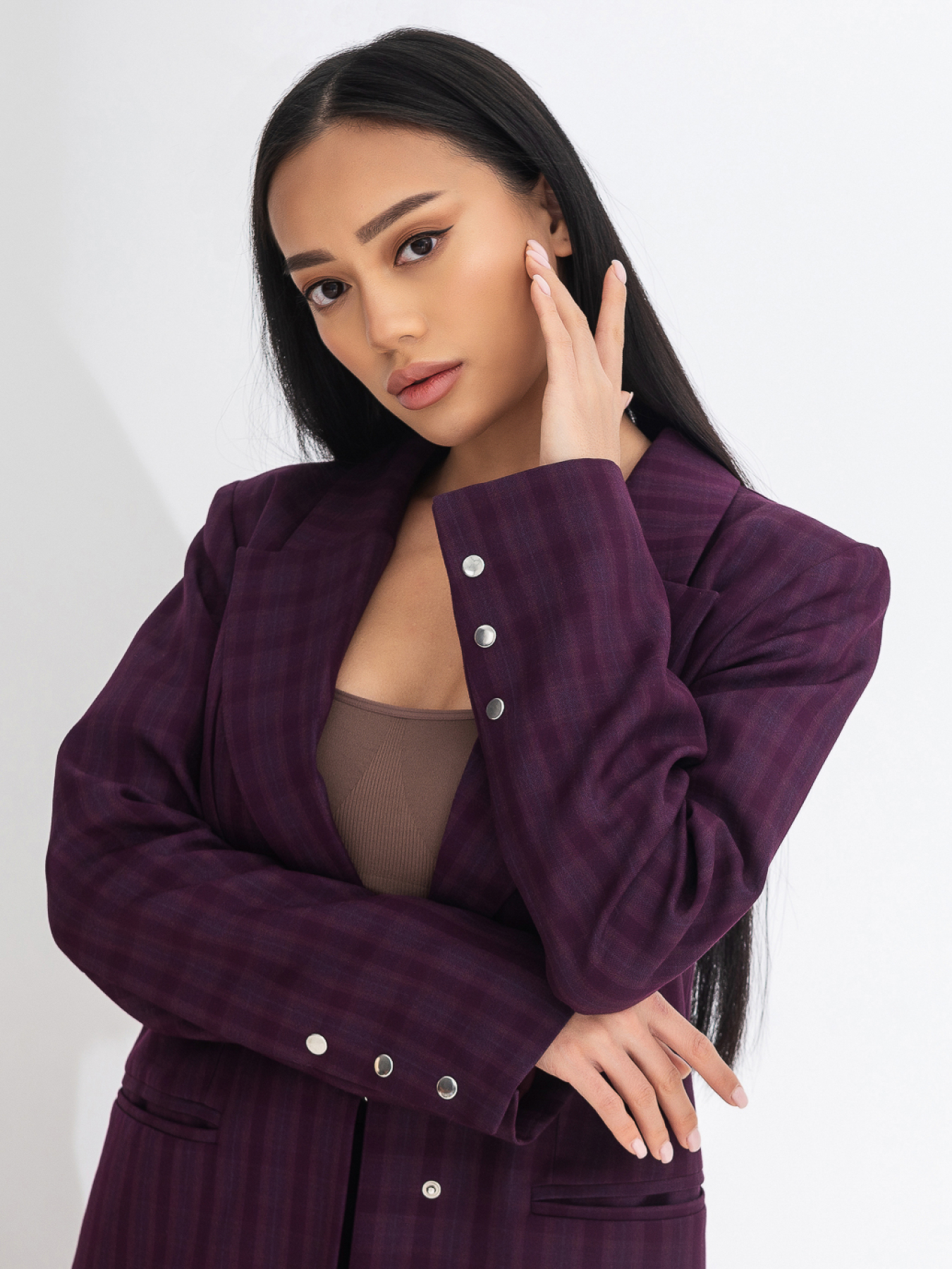 Жакет Жакет женский классический в клетку на кнопках модель G4oo1 Фото