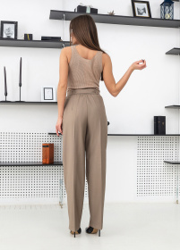 Повсякденні штани Брюки женские классические с поясом и высокой талией модель P1004 Фото