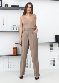 Повсякденні штани Брюки женские классические с поясом и высокой талией модель P1004 Фото