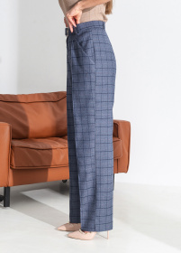 Брюки Брюки женские классические в клетку с поясом и высокой талией модель P2005 Фото