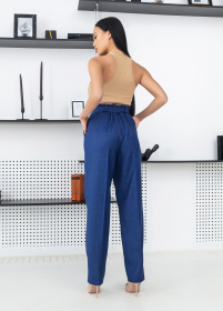 Повсякденні штани Брюки женские классические в клетку с поясом и высокой талией модель P2009 Фото