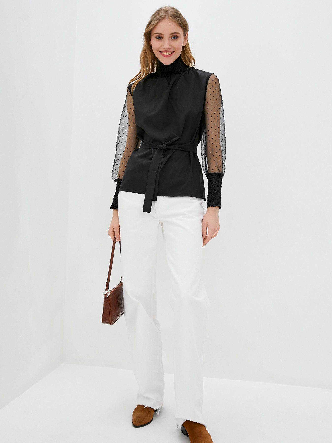 Блуза ISSA Plus модель SA-105_black Блуза ISSA Plus модель SA-105_black Фото